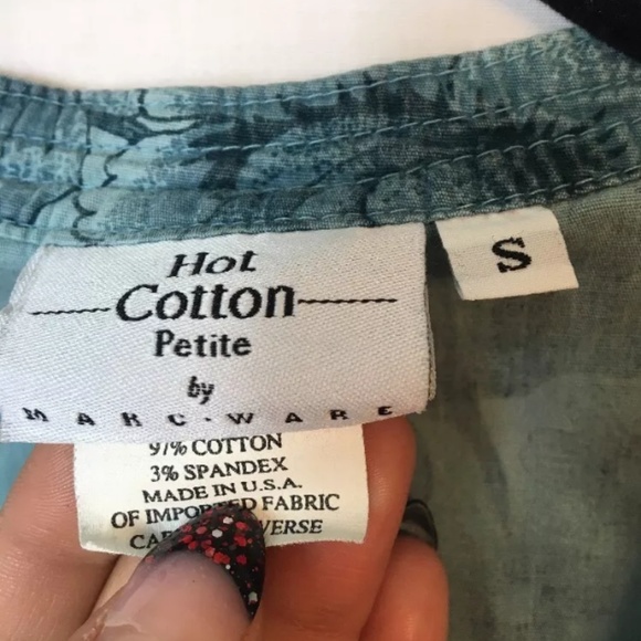 SOLD! Hot Cotton Peony Floral Button Down Shirt Top - Picture 5 of 8